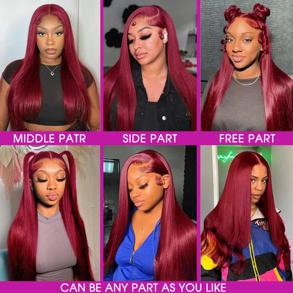 99J Burgundy Silky Straight Hu - đánh giá và giá Human Hair Wigs