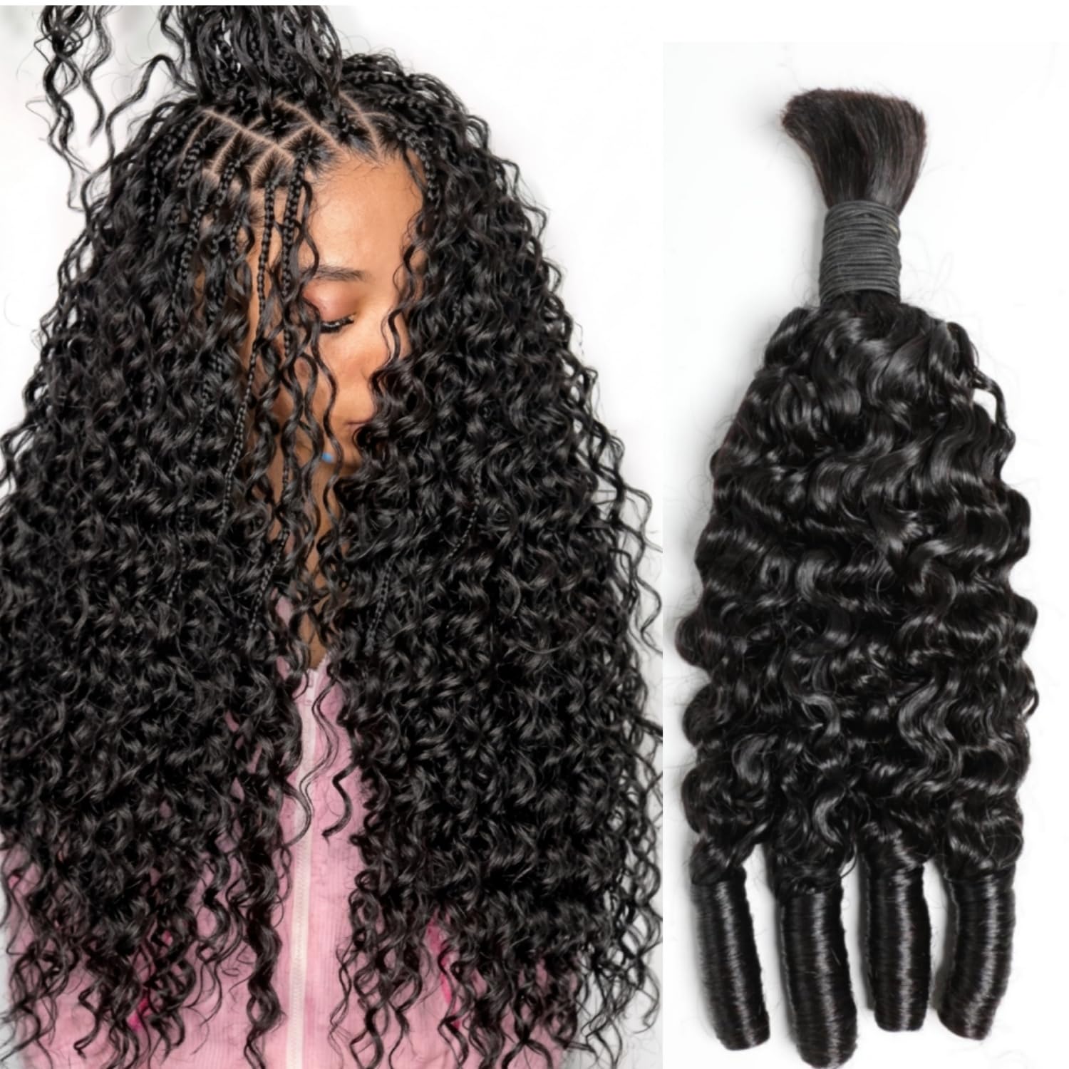 Human Braiding Hair For Boho B - đánh giá và giá Water Wave Bulk Human Hair For Braiding