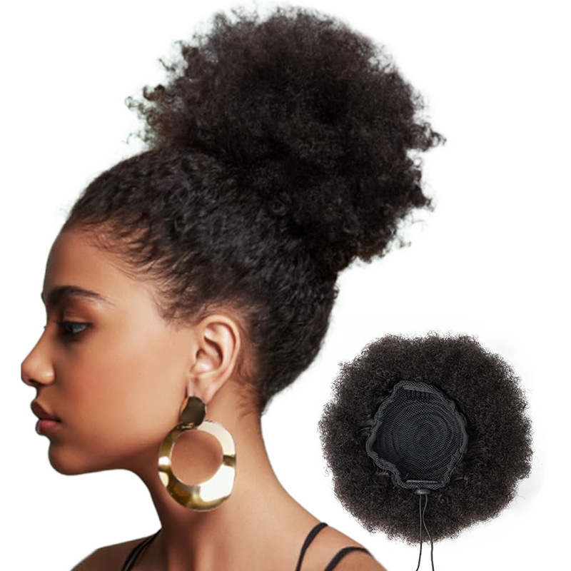 100% Human Hair 8 Inch Short A - đánh giá và giá Drawstring Afro Curly Puff Ponytail