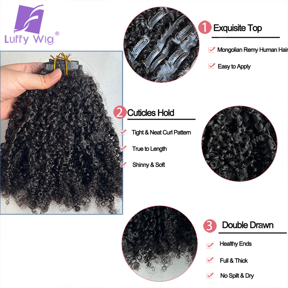 Monglian Afro Kinky Curly Huma - đánh giá và giá Seamless Clip In Hair Extensions Human Hair