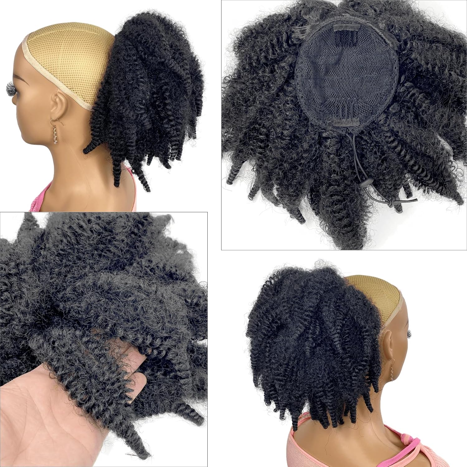 12inch Short Marley Hair Draws - đánh giá và giá Drawstring Afro Curly Puff Ponytail