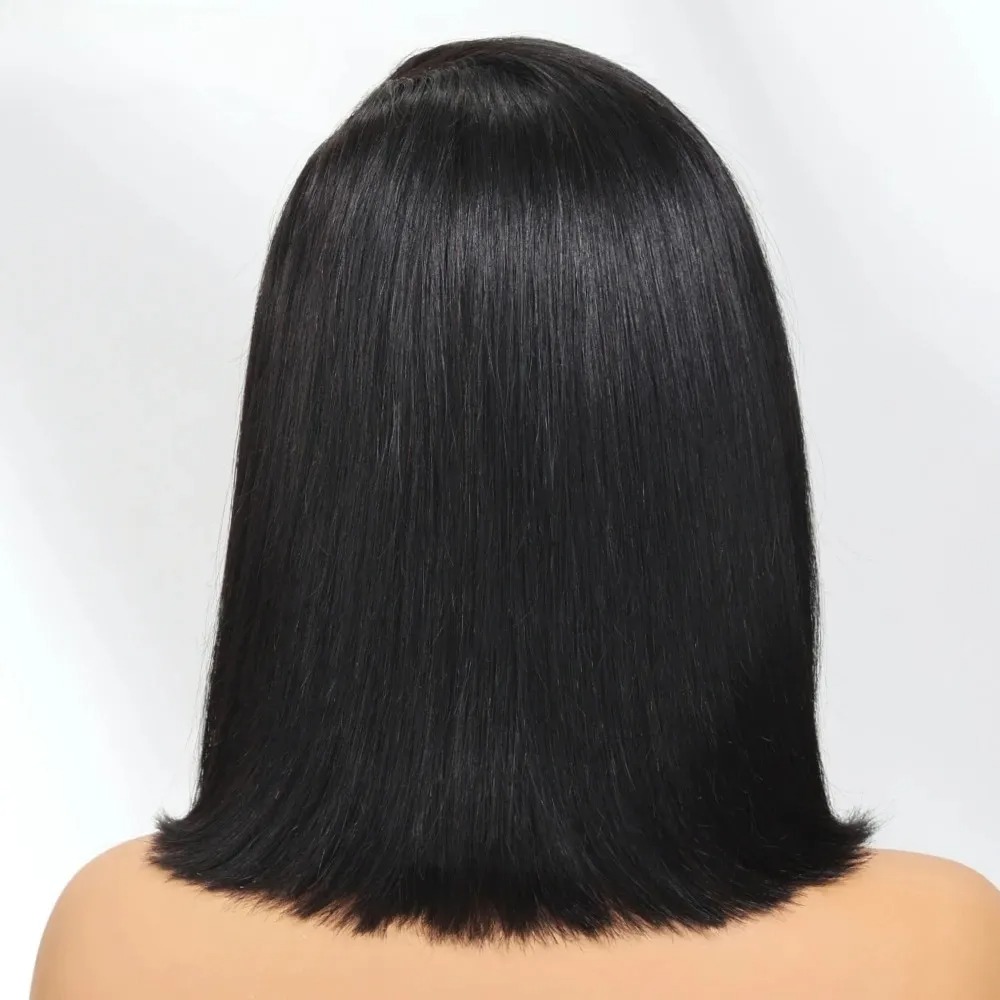 Black Short Bob Straight Lace  - đánh giá và giá Pre Parted 13X4 Lace Front Bob Wig