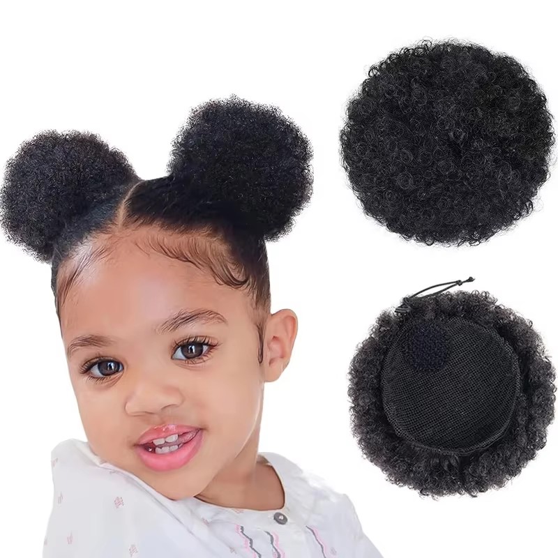 1PC/Pack Kids Hair Puff Natura - đánh giá và giá Drawstring Afro Curly Puff Ponytail